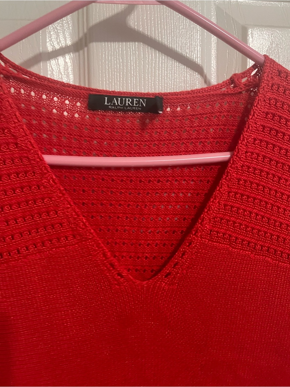 Women’s Ralph Lauren Red V‑Neck Knit Midi Dress L - Picture 8 of 9
